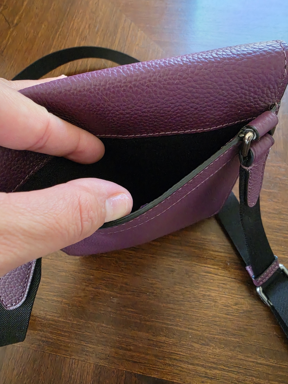 Coach Pebbled Leather Cell Phone Crossbody Bag in Deep Purple - Picture 5 of 9
